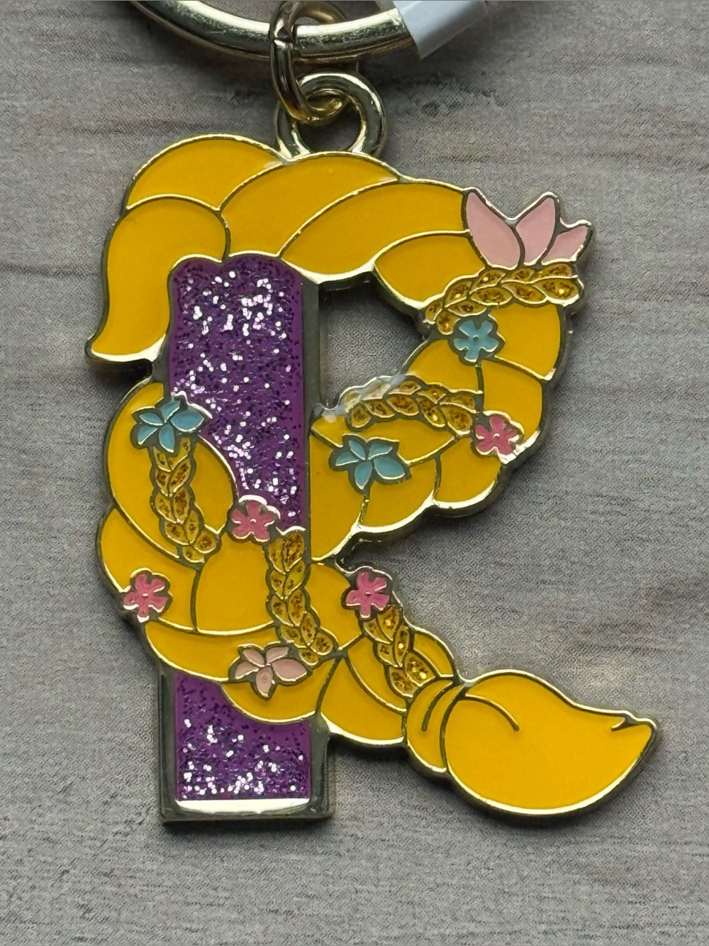 Disney Rapunzel Letter R Keychain Glitter Princess Initial Bag Charm Girly